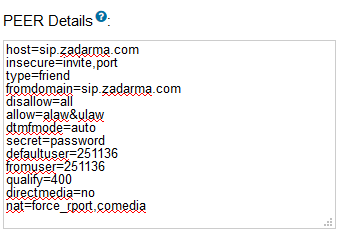 Настройки Peer, User настроен аналогично.